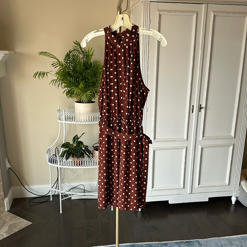 Greylin Brown Sleeveless Dress Halter Sheath